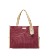 バーバリー チェック ハンドバッグ トートバッグ パープル ベージュ キャンバス レザー レディース BURBERRY 【中古】